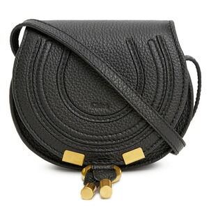 Chloe Marcie saddle bag black grained calfskin leather
